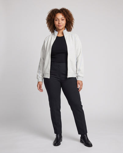 Damen Oversize-Zipjacke mit Stehkragen, kontrastierenden Nähten und Eingrifftaschen Nord Taschen