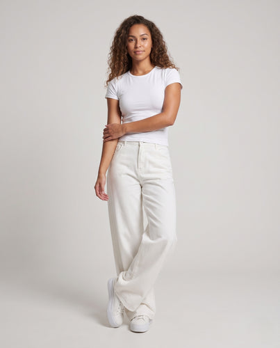 Damen Highwaist Weite Palazzohose aus Baumwoll‑Twill Nord Taschen