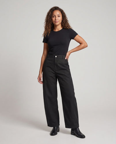 Damen Hochtaillierte Balloon-Palazzohose mit weicher Twill-Qualität und dekorativen Teilungsnähten Nord Taschen