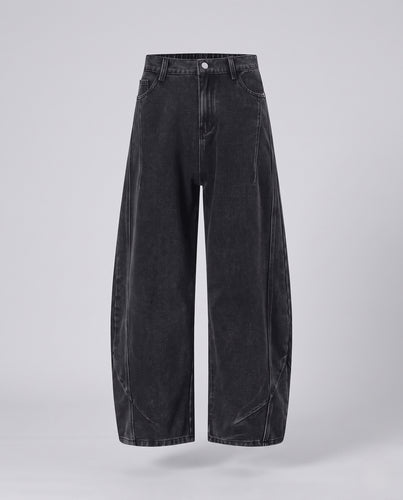 Damen Hochtaillierte Oversize-Jeans im Balloon-Cut mit Zierpaneelen Nord Taschen
