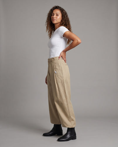 Damen Hochtaillierte Weite Palazzo-Hose mit ballonförmiger Beinweite und minimalistischer Bundführung Nord Taschen
