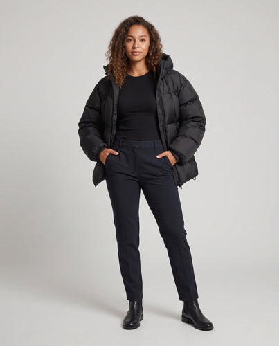 Damen Oversize Thermo-Steppjacke mit Kapuze, winddichtes und wasserabweisendes Funktionsmaterial Nord Taschen