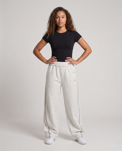 Damen Relaxed-Fleece-Palazzohose mit hohem Elastikbund, kontrastnaht und extra weitem Bein Nord Taschen