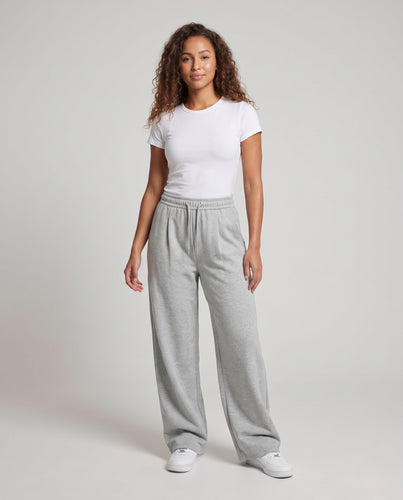 Damen Weiche Highwaist Palazzohose aus Sweatstoff mit elastischem Bund und weitem Bein Nord Taschen
