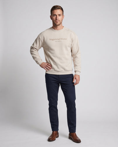 Unisex Oversize-Sweatshirt mit veloursähnlicher Oberfläche, Front-Print und gerippten Bündchen Nord Taschen