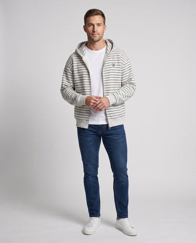 Unisex Oversized Kapuzenjacke mit Reißverschluss und feinem Streifenmuster Nord Taschen