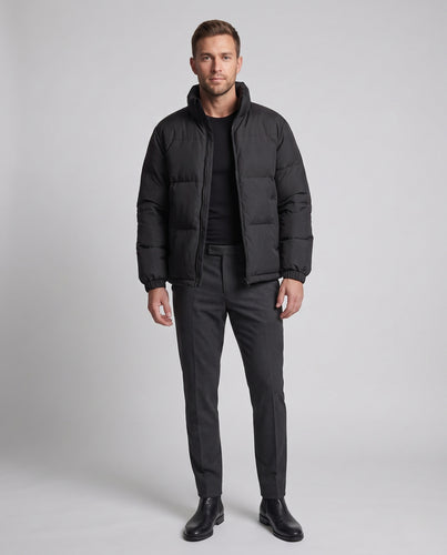 Unisex Wattierte Oversize-Pufferjacke mit hohem Stehkragen, elastischen Bündchen und verstellbarem Kordelzugsaum Nord Taschen