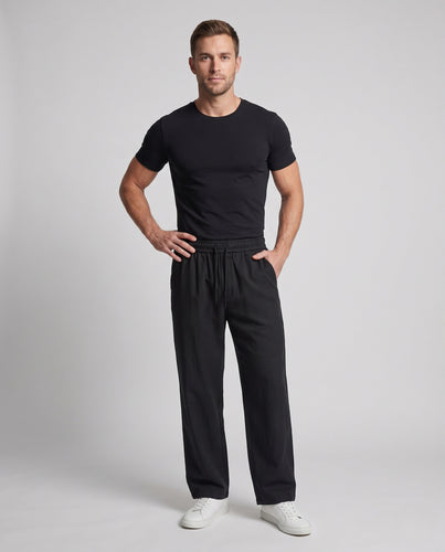 Unisex Weite Bundfalten‑Hose mit elastischem Tunnelzugbund und geradem Bein Nord Taschen