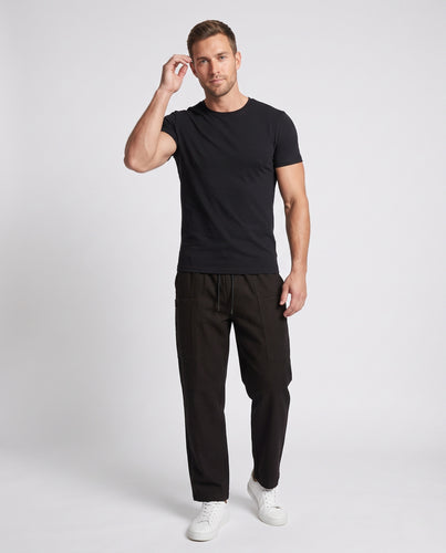 Unisex Weite Cargo-Palazzohose aus robustem Baumwollmix mit elastischem Kordelbund und aufgesetzten Pattentaschen Nord Taschen
