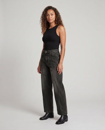 Unisex Weitgeschnittene Denimhose mit Nahtpaneelen und hoher Bundhöhe Nord Taschen