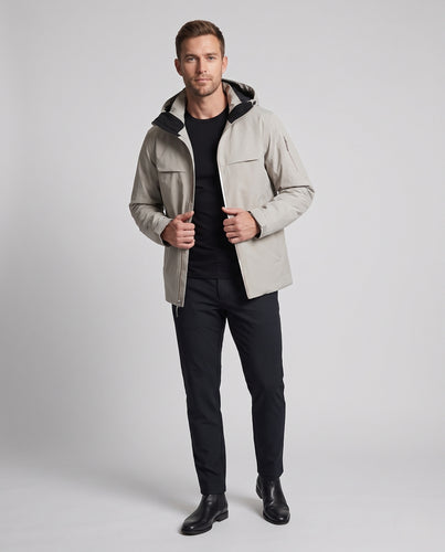 Herren Wasserdichte atmungsaktive Outdoorjacke mit hoher Kapuze und versiegeltem Reißverschluss Nord Taschen