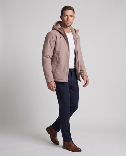Herren Wasserdichte und Atmungsaktive Softshelljacke mit Kapuze, Winddichtes Thermo-Futter Nord Taschen