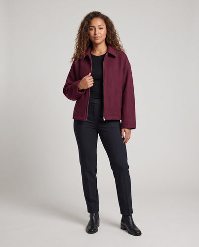 Damen Kurze Wollmix-Boxyjacke mit Oversized-Hemdkragen und kastiger Silhouette Nord Taschen