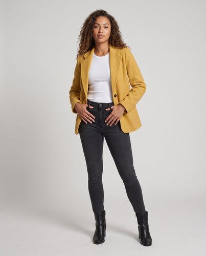 Damen Longblazer aus Wollmix mit einreihiger Knopfleiste, Pattentaschen und weichem Fall Nord Taschen