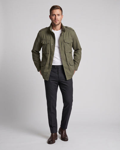 Herren Utility-Militärjacke mit Schulterklappen und mehreren aufgesetzten Taschen Nord Taschen