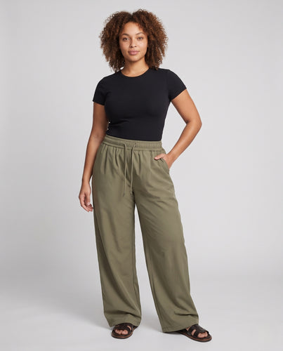 Damen Weite Thermo-Palazzohose mit hohem Bund, Elastikzug und Fleece-Innenfutter Nord Taschen