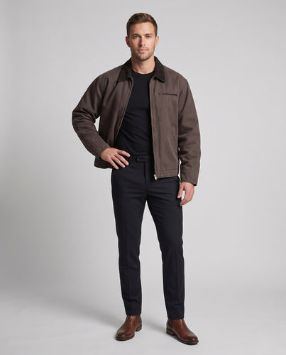 Herren Canvas-Workjacke mit Cordkragen, Brust-Reißverschluss und seitlichen Eingriffstaschen Nord Taschen