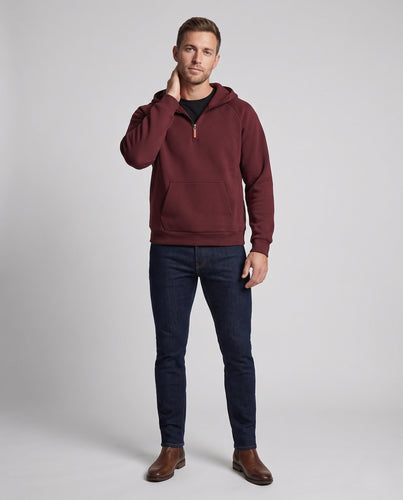 Unisex Gefütterter Oversize Kapuzenpullover mit halbem Reißverschluss und Kängurutasche Nord Taschen