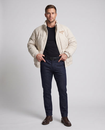 Unisex Gepolsterte Oversize‑Steppjacke mit Stehkragen und Samtvelours‑Oberfläche Nord Taschen