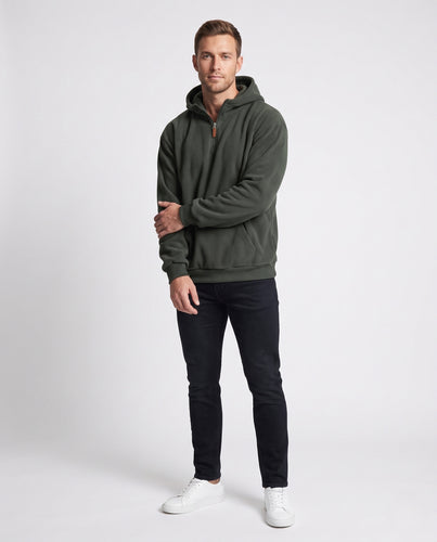 Unisex Komfortabler Microfleece-Halbzip-Hoodie mit Kängurutasche und Raglanärmeln Nord Taschen