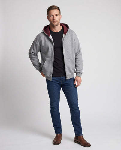 Unisex Legere Kapuzen-Zipjacke aus angerautem Sweat mit Kängurutasche Nord Taschen