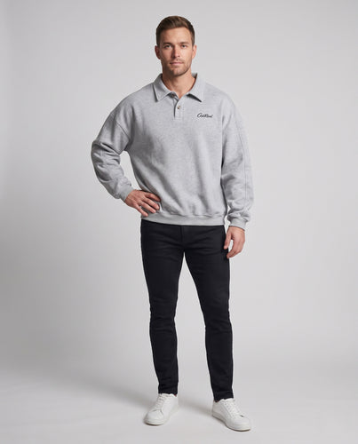 Unisex Legeres Polo-Sweatshirt mit Hemdkragen, halber Knopfleiste und Ton-in-Ton-Sticklogo Nord Taschen