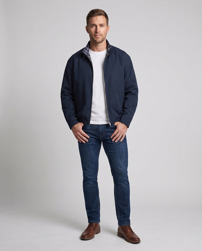Unisex Lockere Oversize-Blousonjacke mit Stehkragen, Zwei-Wege-Reißverschluss und kariertem Innenfutter Nord Taschen