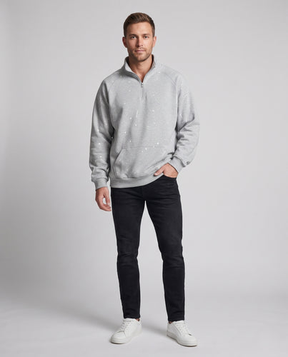 Unisex Oversize-Halbzip-Sweatshirt mit Funnelkragen, Kängurutasche und gesprenkeltem Print Nord Taschen