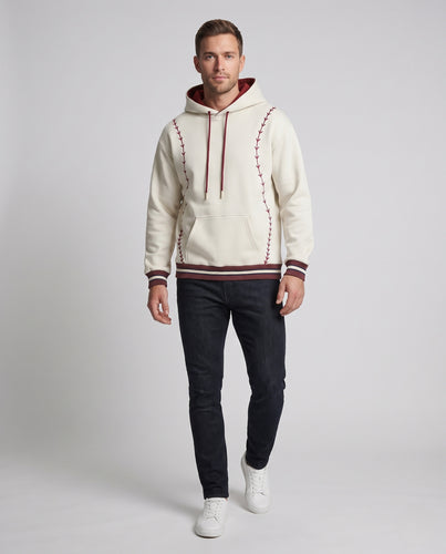 Unisex Oversize Hoodie mit kontrastbündchen und dekorativer Rankenstickerei Nord Taschen