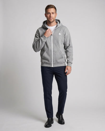 Unisex Oversize-Kapuzenjacke aus meliertem French-Terry mit durchgehendem Metallreißverschluss Nord Taschen