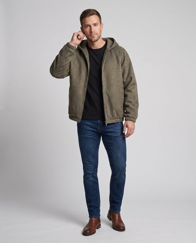 Unisex Oversize-Kapuzenjacke mit melierter Struktur, Zwei-Wege-Reißverschluss und elastischem Saum Nord Taschen