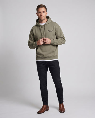 Unisex Oversize-Kapuzenpullover aus Baumwollmischung mit Kängurutasche und Script-Logo Nord Taschen