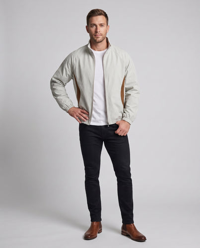 Herren Leichte Oversize Windjacke mit Stehkragen, Raglanärmeln und Kontrasteinsätzen Nord Taschen