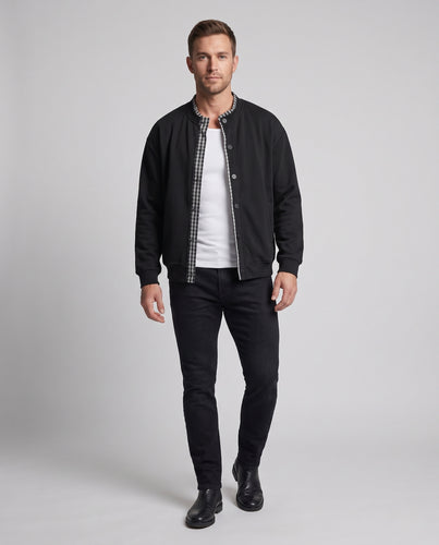 Herren Oversize Collegejacke im Bomberstil mit Knopfleiste und Rippkragen Nord Taschen