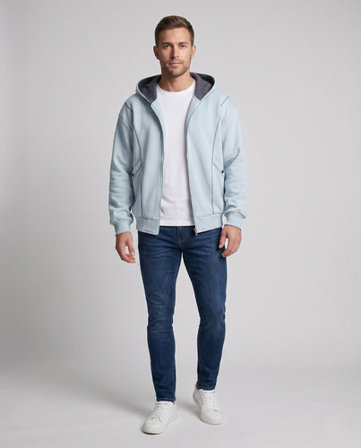 Herren Oversize Kapuzen-Sweatjacke Nord Taschen