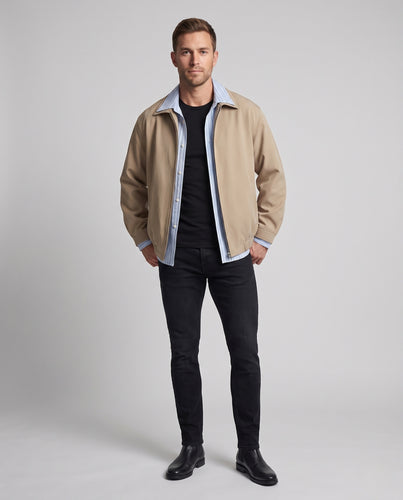 Herren Oversized Harrington-Jacke mit Reißverschluss, elastischem Saum und weitem Hemdkragen Nord Taschen