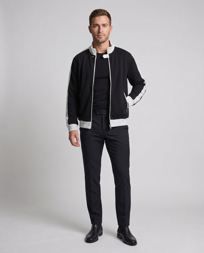Herren Sportive Trackjacke mit Stehkragen und Kontrastpaspeln Nord Taschen