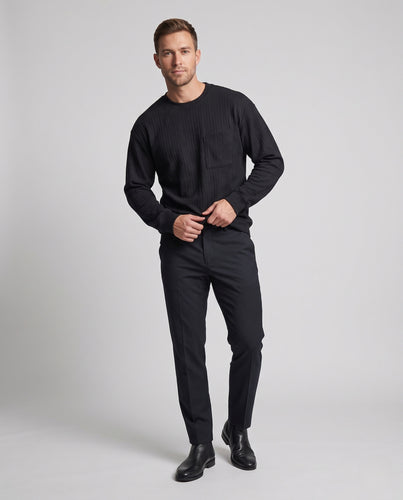 Herren strukturiertes Oversize Rundhals‑Sweatshirt mit Brusttasche und gerundetem Saum Nord Taschen