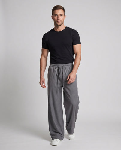 Herren Ultraweite Palazzo-Hose mit Tunnelzugbund, tiefem Schritt und legerer Silhouette Nord Taschen