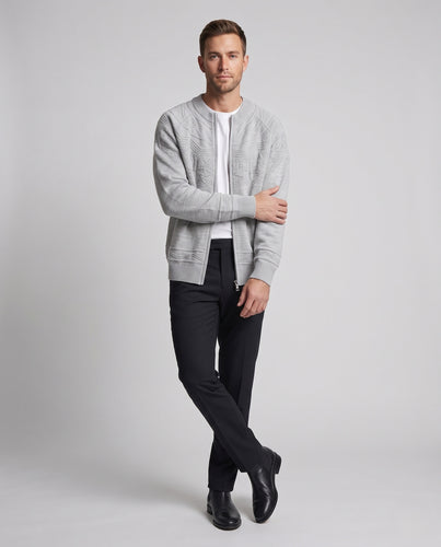 Unisex Grobstrick-Cardigan mit durchgehendem Reißverschluss, Rundhalsausschnitt und Jacquardstruktur Nord Taschen