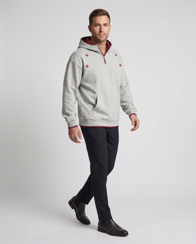 Unisex Oversize Kapuzen‑Sweatshirt mit Halbzip, Kängurutasche und kontrastiertem Kapuzenfutter Nord Taschen