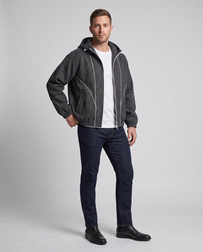 Unisex Oversize Kapuzenjacke mit Strukturstrick, Reißverschluss und Kontrastnähten Nord Taschen