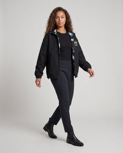 Unisex Wendbare leichte Windjacke mit Stehkragen, Kordelzug und grafischem Futter Nord Taschen