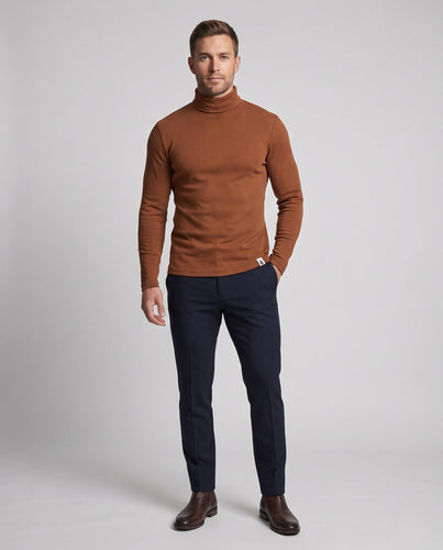 Herren Feiner Rollkragenpullover aus Baumwollmischung mit geradem Schnitt und feiner Struktur Nord Taschen