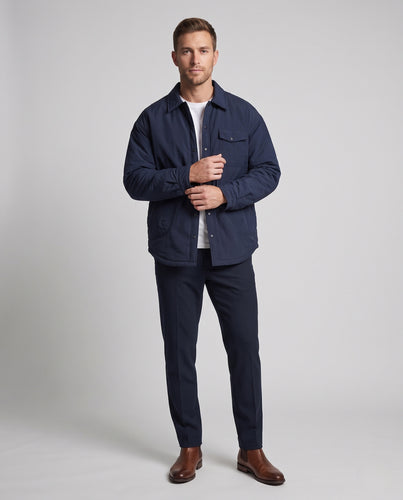 Herren Gepolsterte Oversized Stepp-Hemdenjacke mit Druckknopfleiste und Brusttasche Nord Taschen