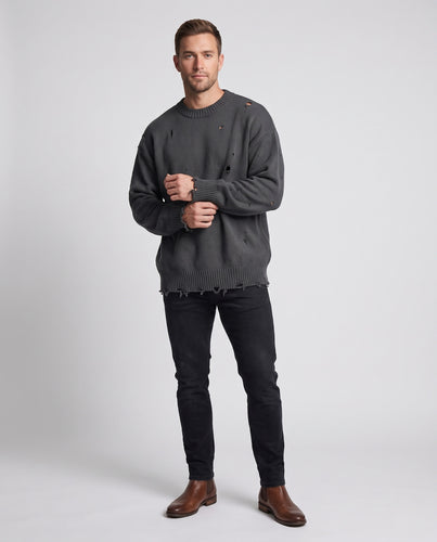 Unisex Oversize Strickpullover mit Destroy‑Lochoptik und breiten Rippbündchen Nord Taschen