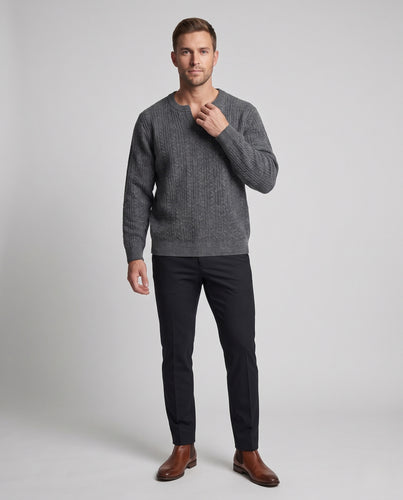 Unisex Oversize-Strickpullover mit geripptem Strukturmix und Schlitzkragen Nord Taschen