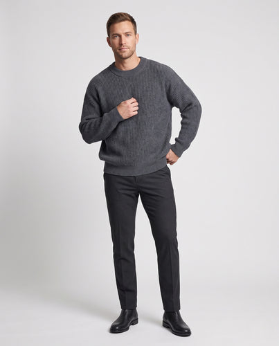 Unisex Oversize Strickpullover mit Rundhalsausschnitt und feiner Rippstruktur Nord Taschen