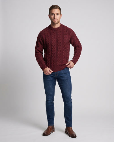 Unisex Oversize Strickpullover mit Zopfmuster und geripptem Saum Nord Taschen