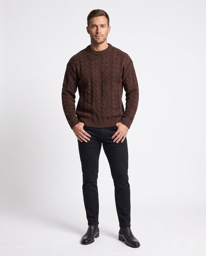 Unisex Oversize-Strickpullover mit Zopfstruktur und geripptem Saum Nord Taschen